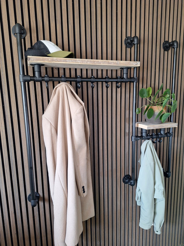 Zwart Steigerbuis Kapstok 120cm "Wall" (GRATIS verzending)