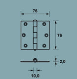 AXA Scharnier | 76x76mm | Losse Pen | Voor Binnen en Buiten | Deurscharnier |