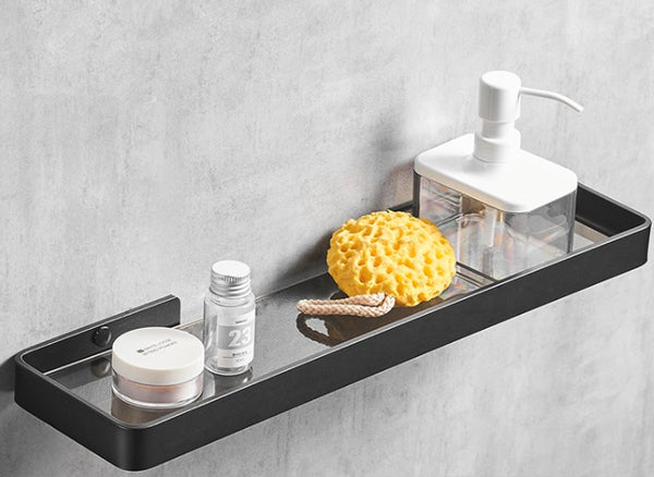 Wandmontage RVS Badkamer Glazen Plank met Wandmontage RVS Badkamer Glazen Plank met