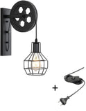 Industriële Wandlamp Zwart met stekker | Muurlamp | Wandverlichting | E27 fitting