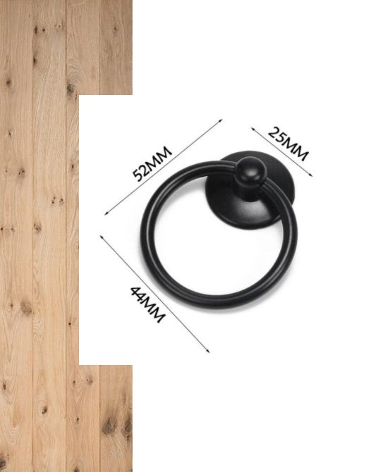 Meubelgreep / Kastknop Ring Zwart  - 52mm - Inclusief bevestigingsbout