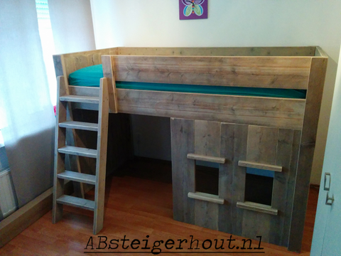 Steigerhouten hoogslaper "Isa"