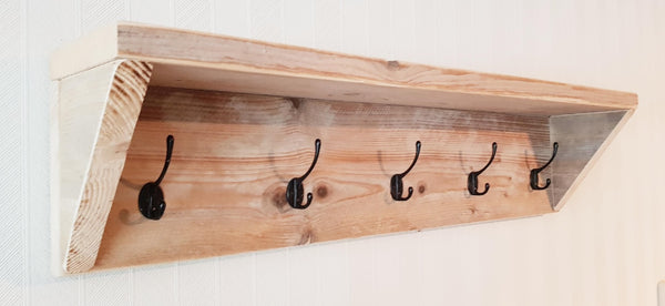 Kapstok 95cm 5x2 haken met bovenplank.