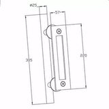 Dubbele Schuifdeurgreep Zwart 30cm