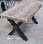 Steigerhout tafel "Chicago" met stalen X-poten