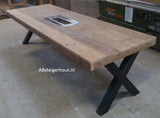 Steigerhout tafel "Chicago" met stalen X-poten